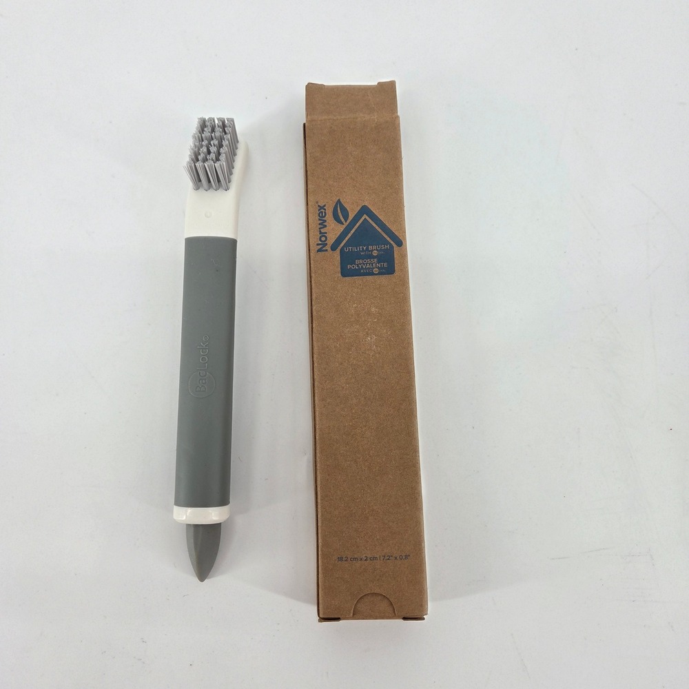 Norwex Utility Brush with BacLock Grey White Grout and Crevice Cleaning Tool NEW